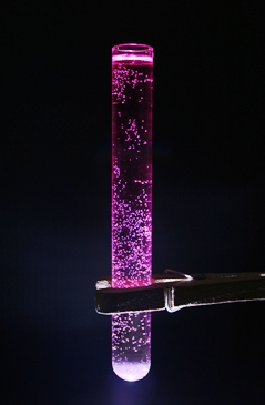 This photo of a test tube with a substance in it ... looks like a titration in process ... the search for the unknown quantity ... which is, of course, what Science and the Scientific Method is all about ... was taken by H Berends of the Netherlands.